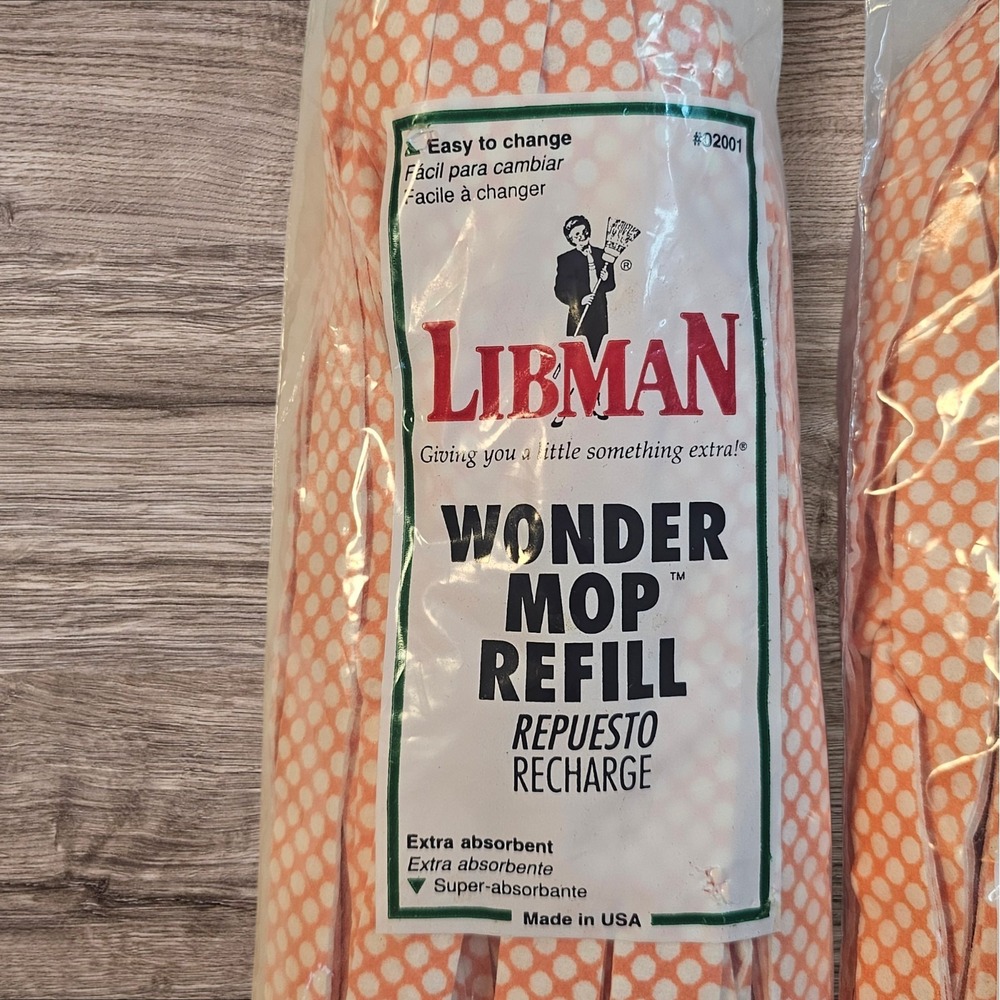 Vintage 2000-3 Pack Libman Wonder Mop Refill Machine Washable NEW - Picture 2 of 3